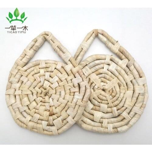 Handmade corn husk placemats, potholders, decorative pendants, straw woven placemats, oven heat-resistant mats set of 2