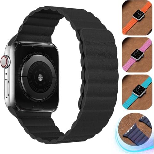 Leather loop strap for Apple Watch band 44mm 40mm 38mm 42mm smart watch wristband correa bracelet for iwatch series SE 6 5 4 3 2