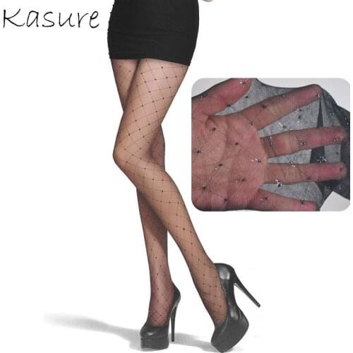 KASURE New Fashion Sexy Legging With Shiny Glitter Dot Plaid Pattern Flower High Waist Transparent Female Legging
