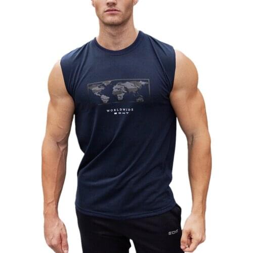 Bodybuilding Fitness Tank Tops Mens Sleeveless Summer Elastic Breathable Vest Cotton Slim Men Gyms Clothing