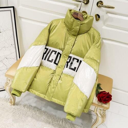 Fashion new 2021 90% white duck down jacket stand collar thick warm outerwear letter pattern plus size parka regular style coat