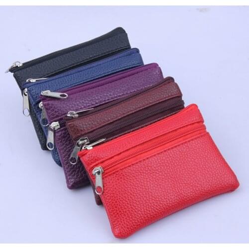 Fashion Leather Women Wallet Clutch One/Two Zip Female Lychee Pattern Small Coin Purse Brand New Portable Soft Mini Card Bag