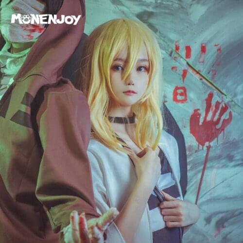 Monenjoy Angels of Death Rachel Gardner Ray Cosplay Wig Yellow Long Cos Hair