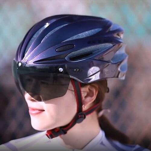 Mtb 2021 Mens Helmet Cycling With Visor Magnetic Goggles Integrally-molded 58-62cm Road Bicycle Bike Helmet For Men Women