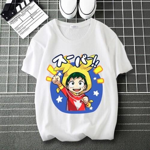 My Hero Academia Todoroki Shoto Cartoon Print Soft T-Shirt O-Neck Short Sleeve Modal Unisex T shirt