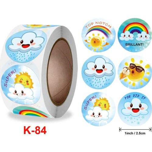 500Pcs Cute Sun Rainbow Clouds Label Sticker Thank You Stickers For Handmade Gift Decor Sealing Labels Kids Reward Sticker