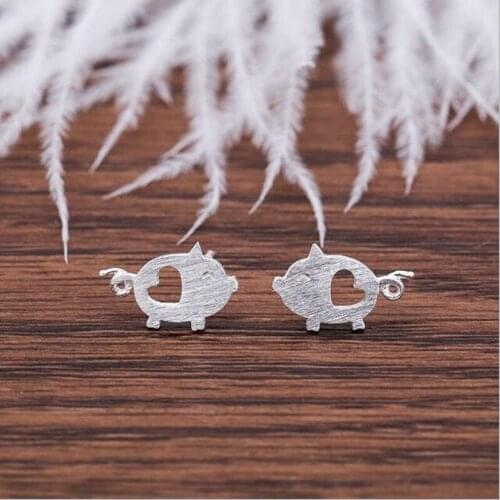 New Fashion Handmade 925 Sterling Silver Jewelry Personality Creative Cartoon Cute Pigs Female Popular Earrings SE226