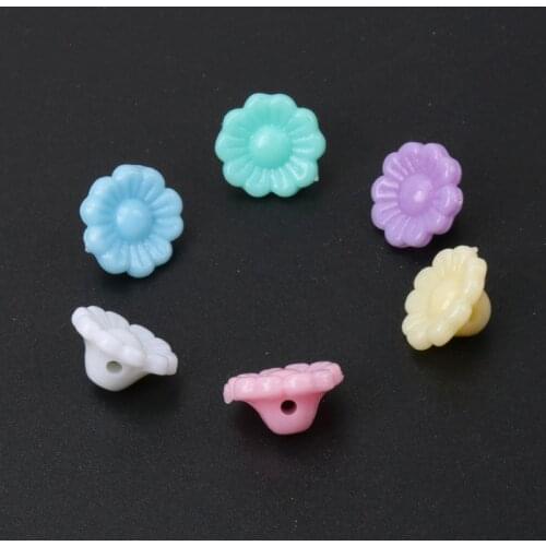 WholesaleMixed Color Acrylic Charm Flower Spacer Beads for Handmake Jewelry Making DIY 12x7mm 200pcs