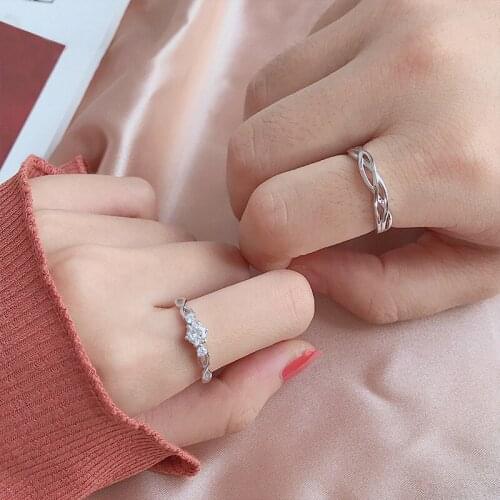 Original S925 sterling silver winding couple ring Korean fashion simple men and women opening pair ring personality lover gift