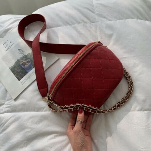 2020 New Waist Pack PU Leather Crossbody Bags For Women Chain Fanny Packs Lady Shoulder Messenger Bag Female Cell Phone Bag