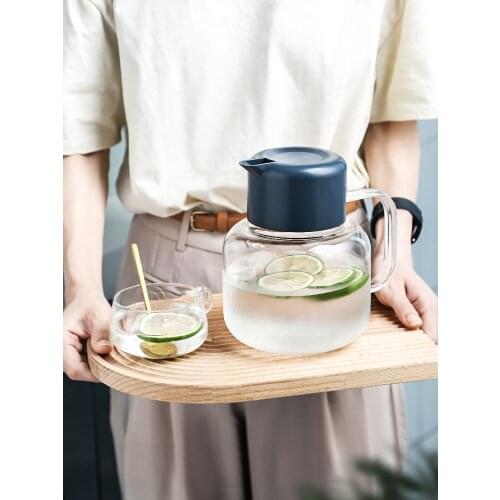 Transparent Glass Cold Water Jug Household Large-Capacity Cold Water Heat-Resistant Borosilicate Glass Teapot with Lid