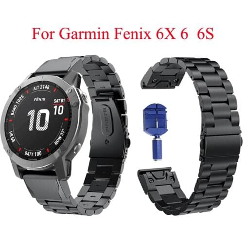 26 22 20mm Watchband For Garmin Fenix 6X 6 Pro 5 5X Plus 3HR 5S 6S Stainless Steel Band Forerunner 945 Quick Release Wrist Strap