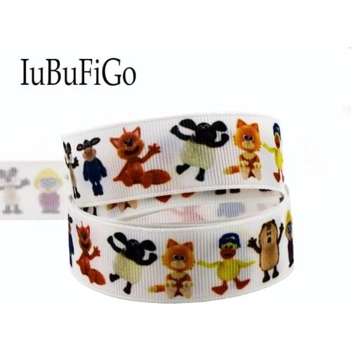 [IuBuFiGo] 50 yards 7/8" 22mm Cartoon Printed Grosgrain ribbon Polyester White ribbon wedding gift wrap