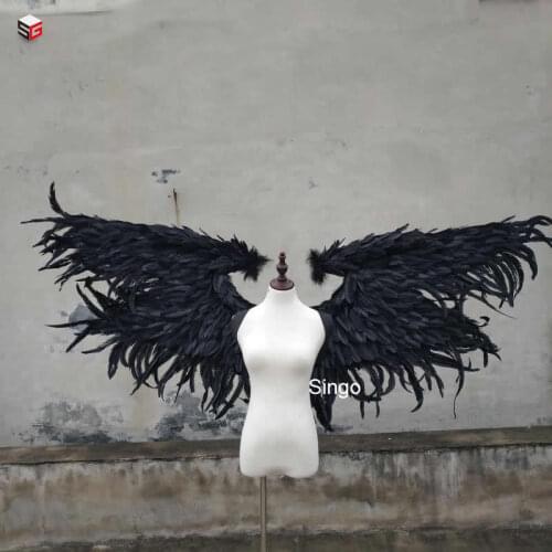 Sexy Adult Woman Cosplay Costume accessary Black Devil feather wing Halloween Party Bar Home wall Decor