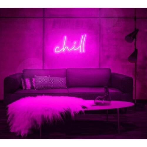 Custom Chill Led Flex Transparent Acrylic Neon Sign Light Wall Hanging for Home Bedroom Party Wedding Gift Decor Office