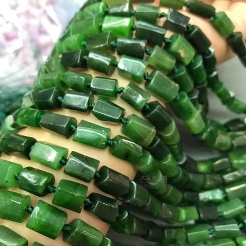 Loose beads pillar green jasper 6*10mm 14" for DIY jewelry making FPPJ wholesale beads nature gem stone