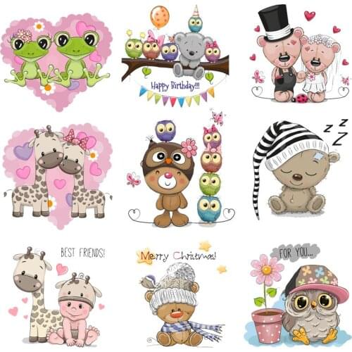 Iron-on Transfers for Clothing Patches for Clothes Bear Stickers Diy Cartoon Patch Flex Fusible Transfer Vinyl Adhesive Stripe C