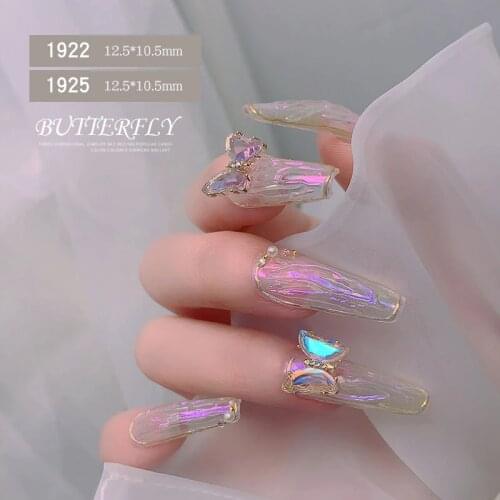 Crystal Butterfly Nail Art Decorations Transparent 3D Aurora Diamond Nail Jewelry for False Nails Nail DIY Decorations