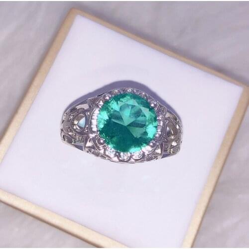 Vintage Green Crystal Ring Fashion Elegant Ladies Engagement Factory Wholesale
