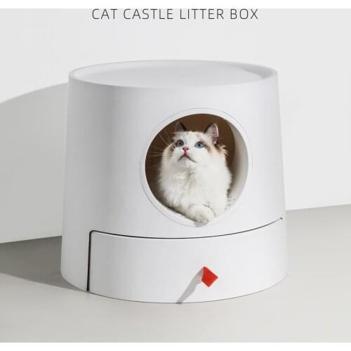 Castle Shaped Cat Litter Box Fully EnClosed Sandbox Cat Tray Toilet Detachable Drawer Kitty Toilet Sandbox Tray with Cat litter