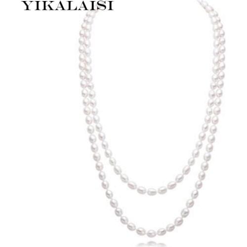 YIKALAISI 2017 Long Multilayer Pearl Necklace Natural Freshwater Pearl Choker Charm Accessories Statement Necklace For Women