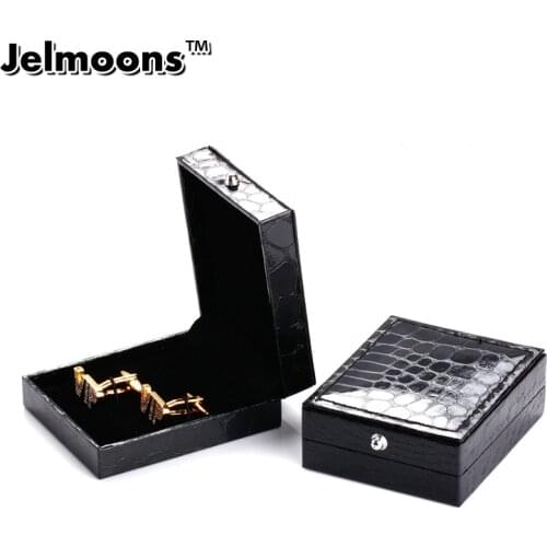Mens jewelry black cufflinks box Imitation alligator skin