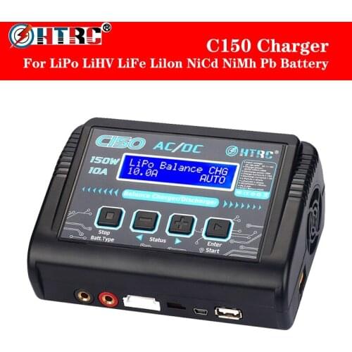 HTRC Lipo Charger C150 AC/DC 150W 10A RC Battery Charger for LiPo LiHV LiFe Lilon NiCd Pb Battery Discharger Balance Charger