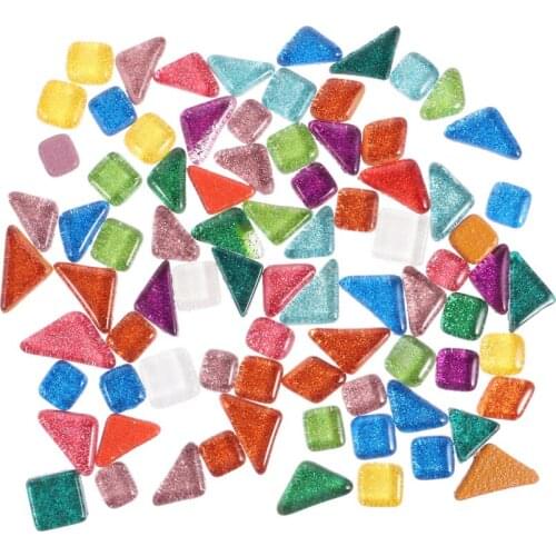 1 Pack Assorted Colors Craft Making DIY Mosaic Tiles Glass Mosaic Mosaic Tiles Irregular Shape Glitter Bulk Crystal Stone