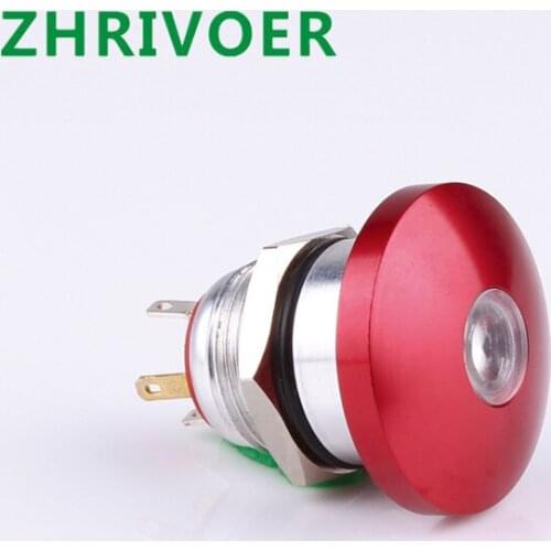 1pcs 16mm Metal Waterproof Push Button Switch dot lamp button mushroom Momentary with LED 1NO press button