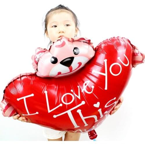 10pcs/lot High quality lovely bear balloon with heart love foil ballon Kids Child Gift for wedding party decoration globos