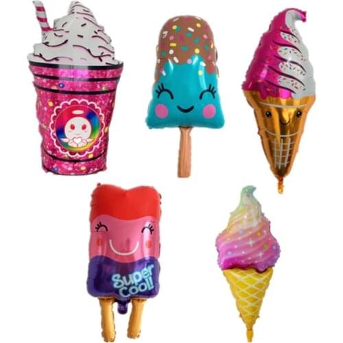 10pcs Summer party rainbow ice cream foil balloon birthday party sweet pink chocolate food decoration cake donut baloon