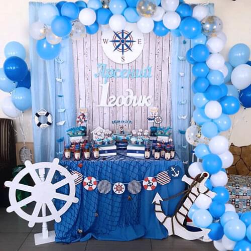 113pcs Blue Balloons Garland Arch Set Under Sea Ocean World Party Supplies Baby Shower Birthday Party Decorations Wedding Globos