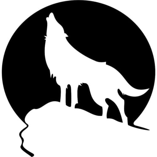 15*15.3CM Howling Wolf And Moon Wild Animal Car Styling Decals Vinyl Car Stickers Black/Silver C9-0935
