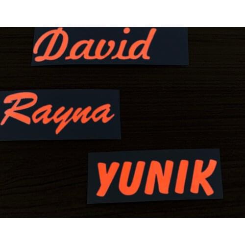 1X Orange luminous Stickers Custom Name Label Personalised Tag Glow in the Dark For Kids Water Bottle Lanch Box Cellphone Decor