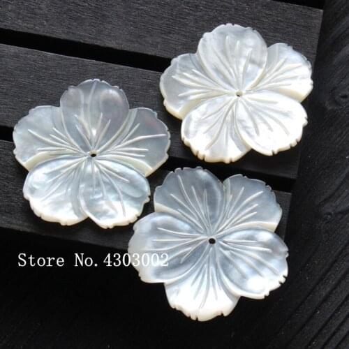 20pcs/lot 30mm Natural 5 Flower cut Mother of Pearl shell for DIY Jewelry SunFlower Cut MOP Pearl shell Beads for Brooch