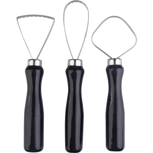 3 Pcs Wood Pottery Clay Sculpture Tool Steel Flat Wire sewing tools Pottery Ceramic Sculpting Tools