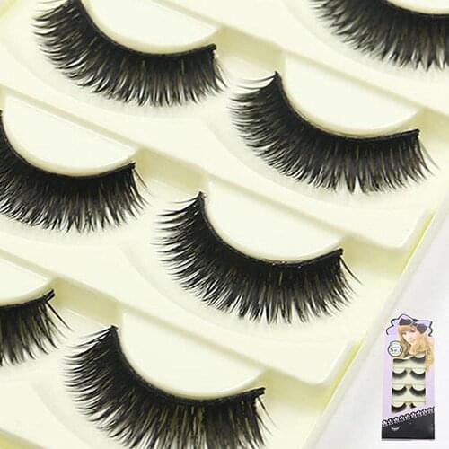 5 Pairs Soft Long Makeup Thick False Eyelashes Handmade Cross Eye Lashes Box Package