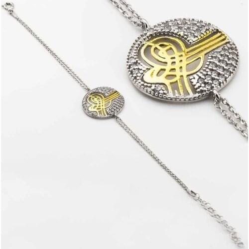925 Sterling Silver Bracelet with Zircon Stone and Ottoman Sign