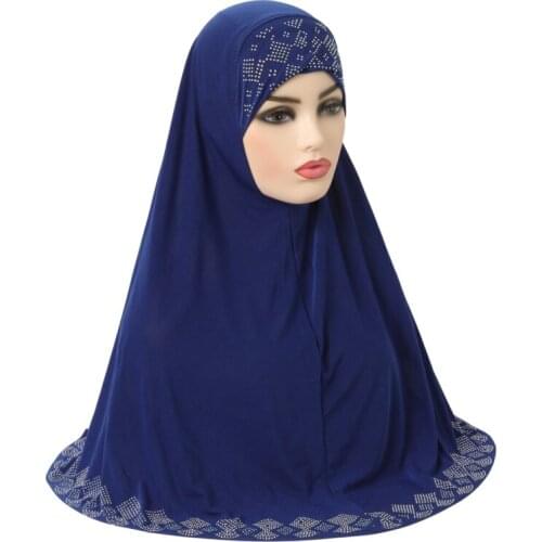 Amira One Piece Hot Drilling Muslim Women Hijab Full Cover Headwrap Scarf Long Shawl Khimar Veil Islamic Turban Niquab Headscarf