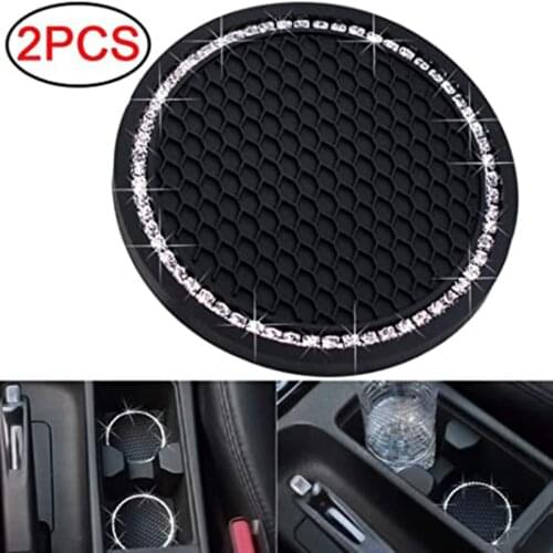 Car Coaster With Diamonds Creative Monochrome Water Coaster With Diamonds PVC Soft Car Coaster
