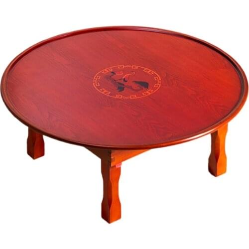 Asian Style Antique Round Table Folding Legs Living Room Furniture Korean Floor Dinning Table Wood Low Tea Coffee Table