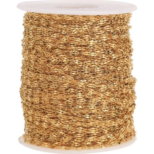 2m Stainless Steel Flat Oval Lip-shape Water-wave Chain for Pendant Necklace DIY Jewelry Making Findings Wholesale Lots Bulk