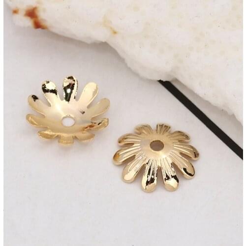 DoreenBeads Copper Beads Caps Flower Gold Silver Jewelry Accessories (Fit Size: 12mm Dia.) 10mm( 3/8") x 10mm( 3/8") 20 PCs