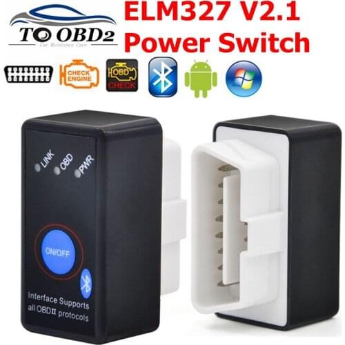 ELM327 V2.1 OBD2 Code Reader Bluetooth J1850 Power Switch on/off 12V OBDII ELM 327 2.1 Diagnostic tool Scanner