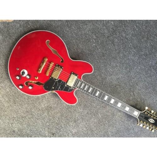 Good quality 12 strings jazz hollow body with f hole red electric guitar jazz 335 guitar free shipping