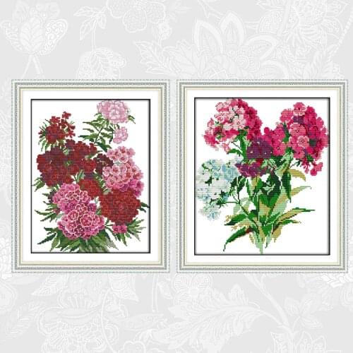 Joy Sunday Chinese Cross stitch kits Carnation bouquet DMC 14CT 11CT Cotton Fabric Hotel Home Decor Painting Factory Wholesale