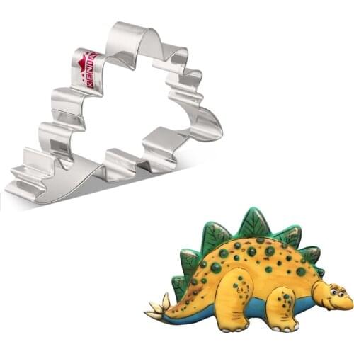KENIAO Stegosaurus Cookie Cutter - 12.8 x 8.2 cm - Dinosaur Biscuit and Fondant Cutter - Stainless Steel