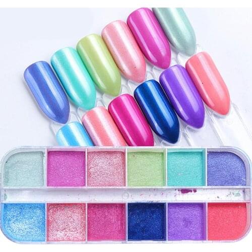 HOT!!! 12Pcs/Box Super-fine Glitter Nail Powder DIY Pigment Manicure Art Decor