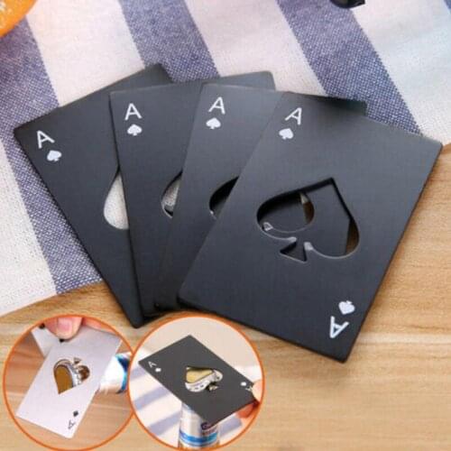Mini Wallet Credit Card Stainless Steel Bottle Opener Bar Tool Poker Playing Card of Spades Tools LX8714