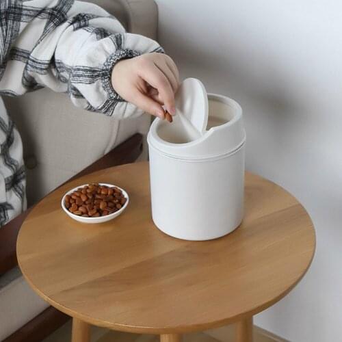 Mini Desktops Mini Creative Covered Kitchen Living Room Trash Can garbage can Home Office Storage Bucket waste container #305